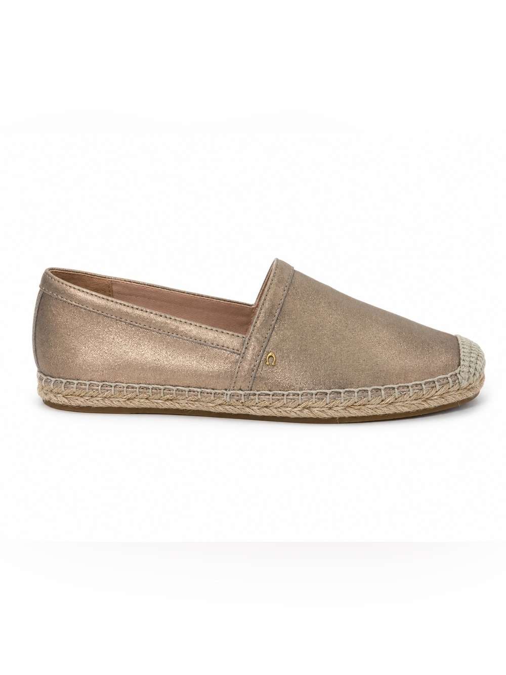 Coach Metallic Champagne Leather Espadrille Flats Slip-On Shoes Women’s 6B